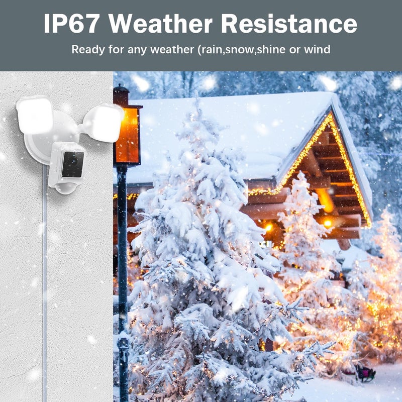 iTODOS Plug-in Mount for Floodlight Cams with 30ft/9m Weatherproof Power Cable for Floodlight Cam Wired Plus/Pro,WYZE Floodlight Camera v2/Pro,Blink Wired Floodlight Camera,Electrical Box and Cord Kit - Image 5